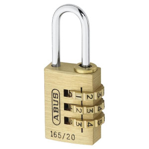Abus Padlock Combination, 30Mm, Brass Lock Body, Steel Shackle, 3-Digit Code