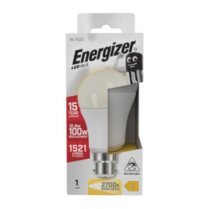 Energizer 12.5W (100W) 1521 Lumens E27 Opal GLS Lamp, Warm White 2700K, Energy Efficient LED