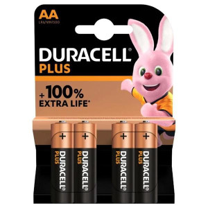 Duracell Battery Plus AA 4Pk - Long Lasting, Leak Protection, Recycled Packaging, AA Batteries