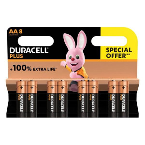 Duracell Plus AA Batteries, 8-Pack, Long-Lasting Power, Leak-Resistant, 10-Year Storage Life, for Everyday Devices