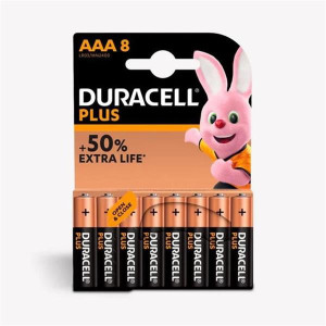 Duracell Plus Alkaline AAA Batteries, Long-Lasting Power, 8 Pack, Multi-Purpose, Leak-Resistant, 10-Year Storage Life, for Everyday Devices