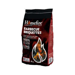 Homefire Charcoal BBQ Briquettes, 4Kg, High Heat Output, EN/DIN Compliant