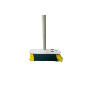 Varian Brush with Black and Yellow Fibre Fill and Wooden Handle, Heavy Duty, 4ft