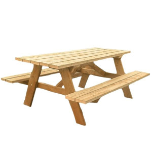 Independent Fencing Picnic Bench, Pressure Treated Wood, Folding Seats, Weather Resistant, Natural Wood