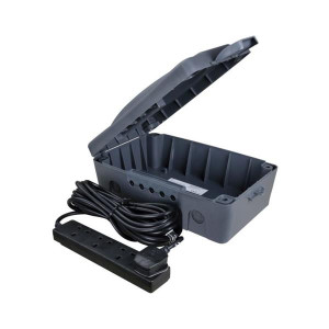 Masterplug Weatherproof Box Kit & 10M 4 Gang Extension Lead for Outdoor Use
