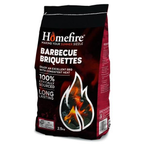 Homefire BBQ Briquettes 2.5Kg for Outdoor Cooking, High Energy Output, Virtually Smokeless