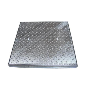 Manhole Cover 10T 24" X 24", Hot Dip Galvanized Finish, Pressed Sheet Steel, Anti-Slip Pattern, 10 Ton Capacity