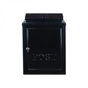 Classic Black Diecast Post Box by Postzone, Wall Mounted, Secure Lock, Weather-Resistant, Home Decor