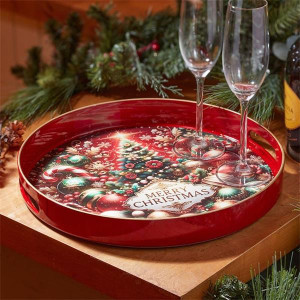 Merry Christmas Oval Decor Tray by DécorTrays, Stylish Design for Festive Table Setting