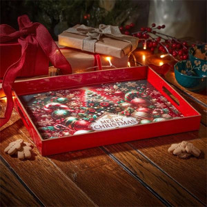 Merry Christmas Rectangular Decor Tray for Holiday Dining