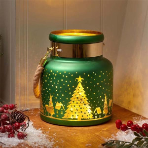 Emerald Glass Lantern for Indoor/Outdoor Use, Versatile and Durable