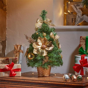 Golden Fir, 50Cm Decorative Tabletop Christmas Tree, Golden, Handcrafted, Indoor Use