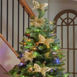 Clip-On Butterfly & Flower Decor, 5Pk - Gold, Elegant Gold Design, Versatile Clips, Indoor Use