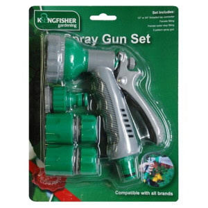 Kingfisher 6 Dial Spray Gun Set for Garden Watering, Includes Fittings and Connectors