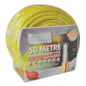 Kingfisher Garden Pro Yellow Reinforced Garden Hose, 50m, Kink Resistant, Braid Reinforced