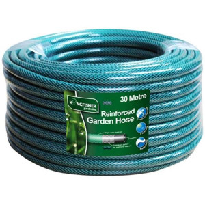 Kingfisher 30m Braided Garden Hose, Multi-Purpose, 3 Layer Construction, Kink Resistant, Green