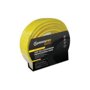 Garden Pro Yellow Reinforced Garden Hose, 30m, Multi-Purpose, Kink Resistant, 3-Layer Braided, Compatible with Standard Fittings