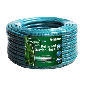Kingfisher 50m Green Multi-Purpose Garden Hose, 3 Layer Braided, Kink Resistant