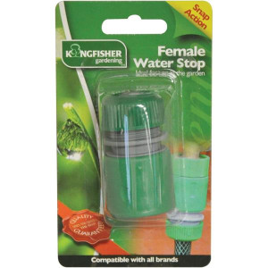 Kingfisher Snap Action Female Water Stop, Connects to Male Adaptor, Leak-Free Fit, 32mm/60mm/32mm Dimensions, for Gardeners and Homeowners