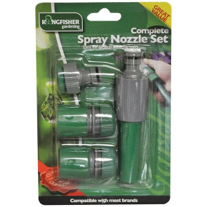 Kingfisher Nozzle Starter Set, Complete Starter Set for Garden Watering, 1/2in and 3/4in Threaded Connectors