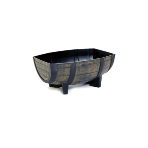 Wood Effect Resin Barrel Half Planter, 25cm, Weather-Resistant, Indoor/Outdoor Use