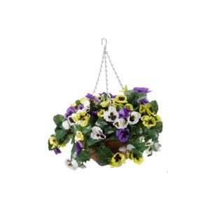 Smart Garden Hanging Basket Regal Artificial Pansy Pourri, Maintenance Free, Weather Resistant, Indoor/Outdoor