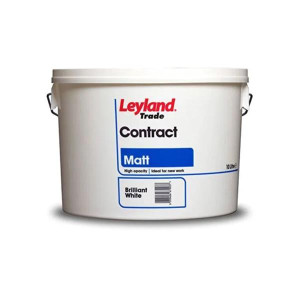 Leyland Contract Matt Brilliant White Paint, 10L for Interior Walls and Ceilings