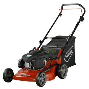 World 3 in 1 Self Drive Petrol Lawnmower (WYZ18N2), 18" Cutting Width, 3.4km/h Self-Propelled, 60L Nylon Grass Catcher, 6 Heights, 2 Handle Positions