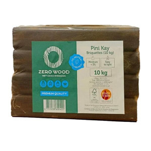 Zero Wood Briquettes 12Pk 10Kg for Wood Burners and Multi-Fuel Stoves, Eco-Friendly, 100% Natural Hardwood, 12 Pack, 10kg Each