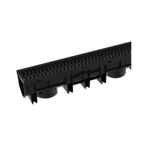 Polydrain Channel Drain Black Plastic Grate 1M