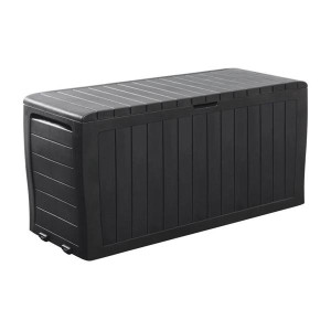 Keter Storage Box Marvel Plus 270L Anthracite, Weather-Resistant Outdoor Storage for Garden Tools and Essentials, 57 x 114.5 cm, Anthracite Color