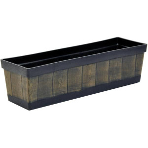 Planter Flower Box Rectangular Barrel Wood Effect, 620mm x 190mm x 170mm, Weather-Resistant, Wood Effect