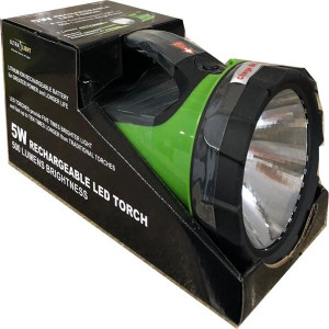 Ultralight 5W Rechargeable LED Torch - 100 Lumens, 120m Beam Distance, Weather-Resistant, 120 Days Battery Life