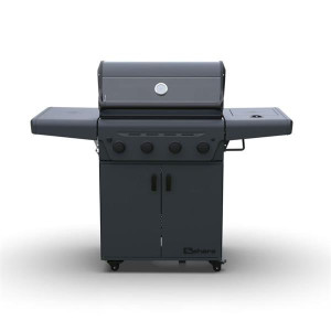 Sahara Bbq 4 Burner Gas X450-S - 4 Burner Gas BBQ with Panoramic Viewing Window and Recessed Side Burner for Black