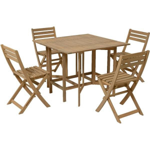 Kaemingk Garden Set Acacia Wooden 4 Seater for Outdoor Use, Weather-Resistant