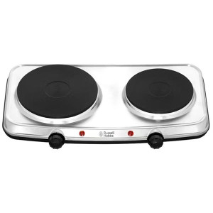 Russell Hobbs Mini Hob - 750W/1500W Stainless Steel Electric Portable Cooktop with Independent Heat Control