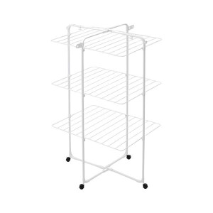 Brabantia Hangon Drying Rack Tower White, 23M of Drying Space, Space-Saving, Foldable, 4 Wheels, Supports WeForest