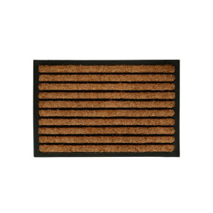Varian Rubber Coco Strip Mat, 40/60 cm, Black, Durable Coir and Rubber, Non-Slip Backing, Entryway Doorway Mat