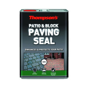 Thompsons Patio & Block Paving Seal Satin 5L, Resists Algae Growth and Oil Stains, Natural Finish for Block Paving and Flag Stones