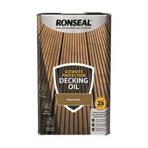 Ronseal Decking Oil Ultimate Natural Oak 5L, Natural Protection for Wood, Water-Resistant, UV-Resistant, 5L
