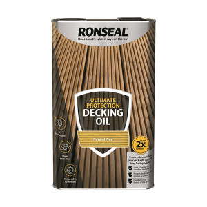 Ronseal Decking Oil Ultimate Natural Pine 5Ltr, Natural Protection for Wood, Water-Resistant, UV-Resistant, 5L
