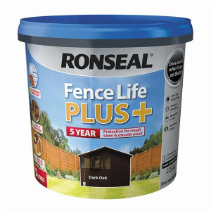 Ronseal Dark Oak 5L Exterior Wood Stain for Rough Sawn & Smooth Wood, 5 Year Protection, Water Resistant, Fade Resistant