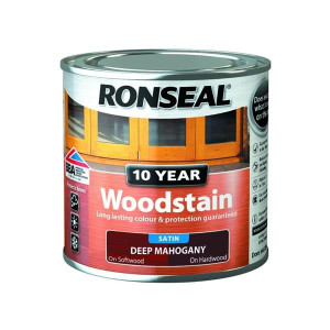 Ronseal Woodstain 10Yr Deep Mahogany 250Ml, 10-year protection for exterior wood