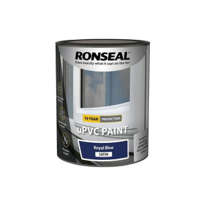 Ronseal uPVC Paint, Royal Blue Satin, 750Ml, Mould Resistant, No Primer Required, Long Lasting