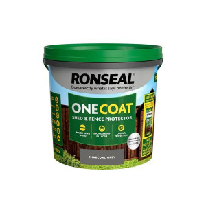Ronseal Onecoat - Shed & Fence Charcoal Grey 5L, Easy Application, Quick Drying, Long Lasting Colour, Weather Resistant, 5L, Charcoal Grey