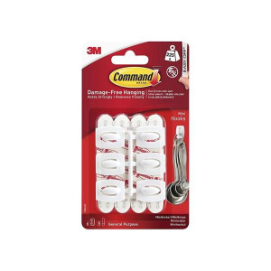 3M Command White Mini Hooks, Damage-Free Hanging, Pack of 6, 0.5 Pounds Weight Capacity, for Organization