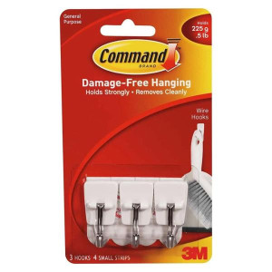 Clear Small Wire Hooks by Command, Damage-free hanging, Holds up to 225g, Home Decor