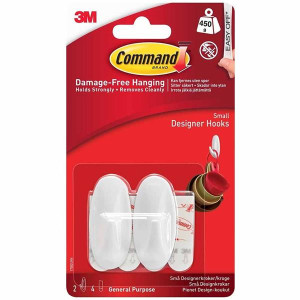 Small Oval Hooks by Command, 6cm H x 2.5cm W, Damage Free Hanging Solution