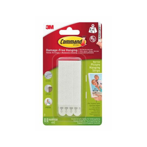 Narrow Picture Hanging Strips by Command, 4Pk, Damage Free Hanging, Holds 5.4kg