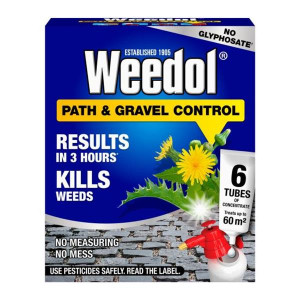Weedol Path & Gravel Control 6 Tube Weed Killer Concentrate for Outdoor Areas, Fast-Acting, Glyphosate-Free, 60m² Coverage